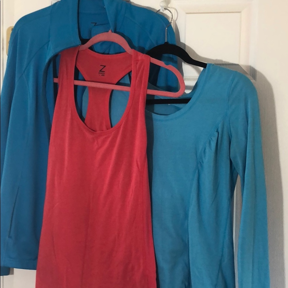 Zella jacket, tank and long sleeve top